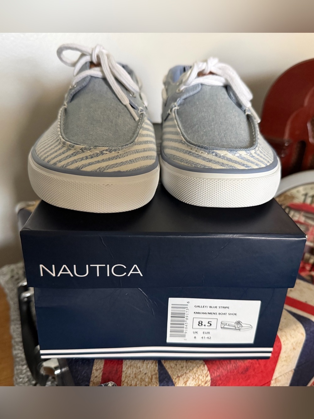 Nautica Men’s White and Blue Boat Shoes